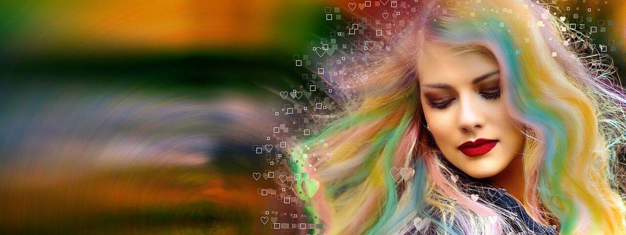 Girl Abstract Colorful Hair. Astigmatism causes blurry vision and can make driving and other tasks difficult